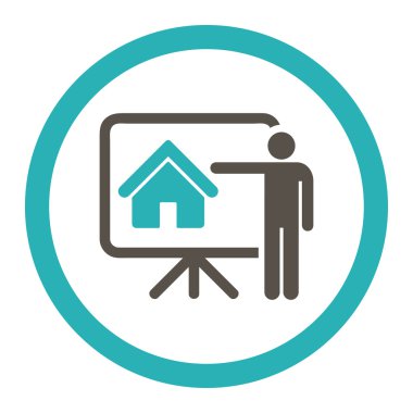 Realtor flat grey and cyan colors rounded vector icon