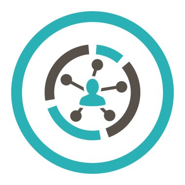 Yuvarlak vektör simge ilişkiler diyagramı düz gri ve mavi renkler