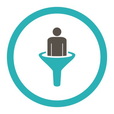 Yuvarlak vektör simge Satış Huni düz gri ve mavi renkler