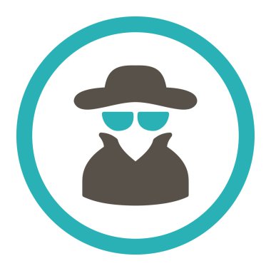 Casus yuvarlak düz gri ve mavi renkler vektör simgesi