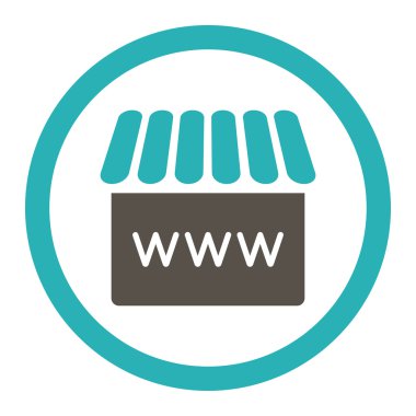 Webstore yuvarlak düz gri ve mavi renkler vektör simgesi