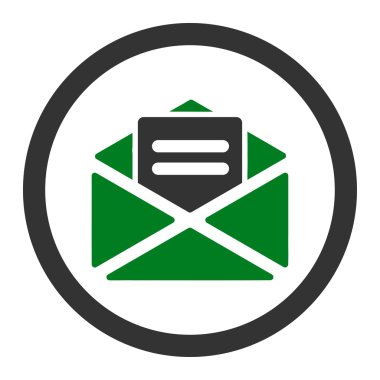 Açık posta düz yeşil ve gri renkler vektör simge yuvarlak