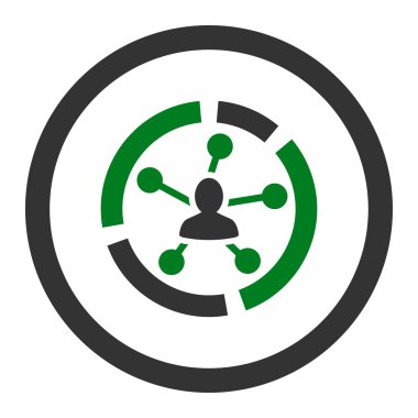 Yuvarlak vektör simge ilişkiler diyagramı düz yeşil ve gri renkler