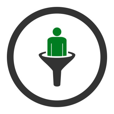 Sales funnel flat green and gray colors rounded vector icon