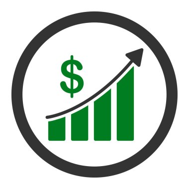 Sales flat green and gray colors rounded vector icon