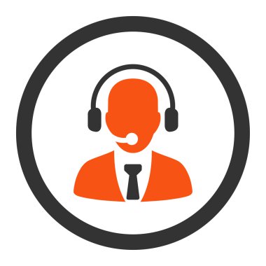 Call center flat orange and gray colors rounded vector icon