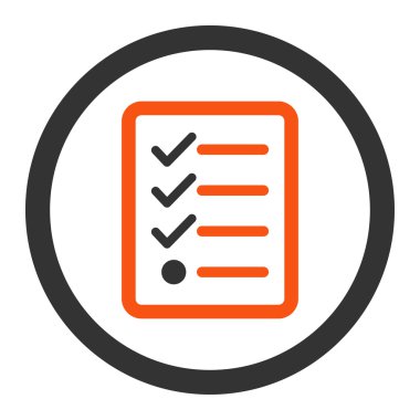 Checklist flat orange and gray colors rounded vector icon