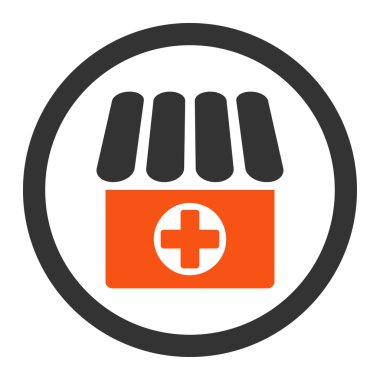 Drugstore flat orange and gray colors rounded vector icon