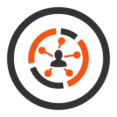 Relations diagram flat orange and gray colors rounded vector icon