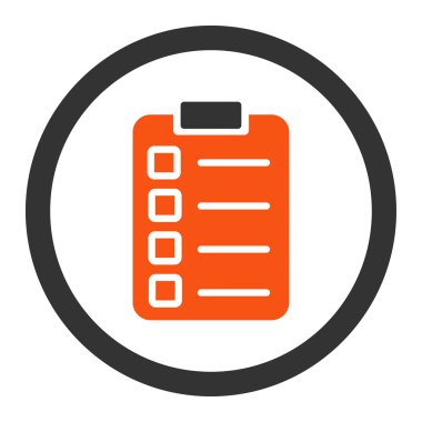Test task flat orange and gray colors rounded vector icon