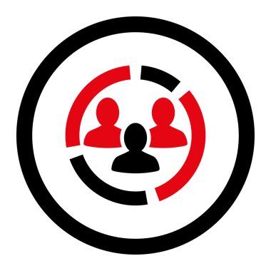 Demography diagram flat intensive red and black colors rounded vector icon