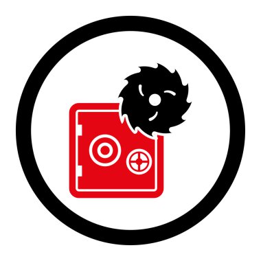 Hacking hırsızlık düz yoğun kırmızı ve siyah renkler yuvarlak vektör simgesi