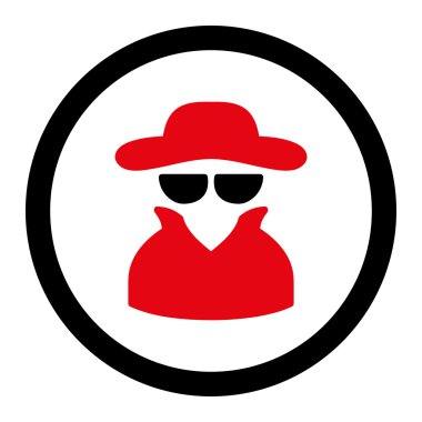 Spy flat intensive red and black colors rounded vector icon