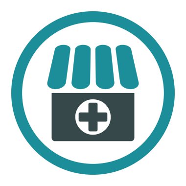 Eczane düz yumuşak mavi renkler yuvarlak vektör simgesi