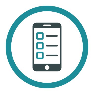 Mobil test düz yumuşak mavi renkler yuvarlak vektör simgesi