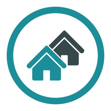 Realty flat soft blue colors rounded vector icon