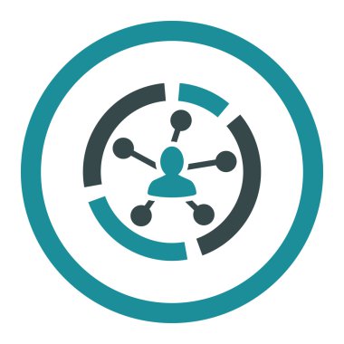 İlişkiler diyagramı düz yumuşak mavi renkler yuvarlak vektör simgesi