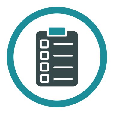 Test görev yuvarlak düz yumuşak mavi renk vektör simgesi