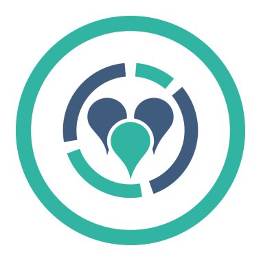 Geo diyagramı düz kobalt ve mavi renkler yuvarlak vektör simgesi