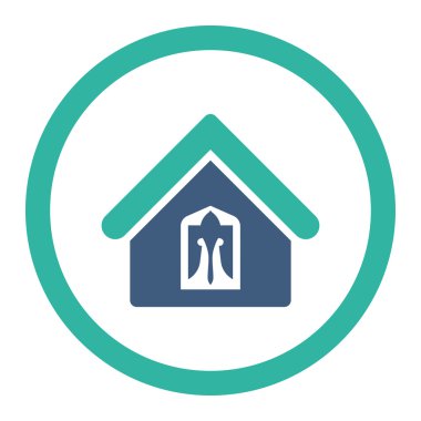 Ev düz kobalt ve mavi renkler yuvarlak vektör simgesi