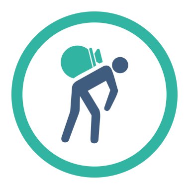 Porter düz kobalt ve mavi renkler yuvarlak vektör simgesi