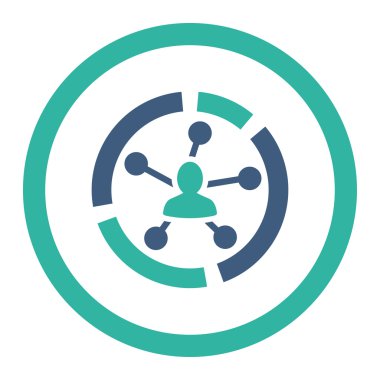 Düz kobalt ve mavi renkler yuvarlak vektör simge ilişkiler diyagramı