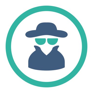 Spy flat cobalt and cyan colors rounded vector icon