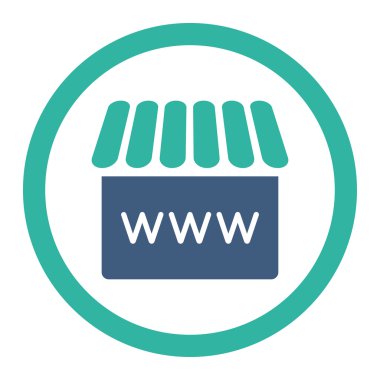 Webstore düz kobalt ve cyan renkleri yuvarlanmış vektör simgesi