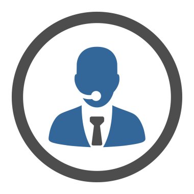 Call center operator flat cobalt and gray colors rounded vector icon