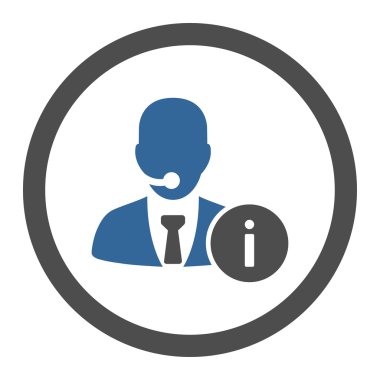 Resepsiyon düz kobalt ve gri renkler yuvarlak vektör simge yardım