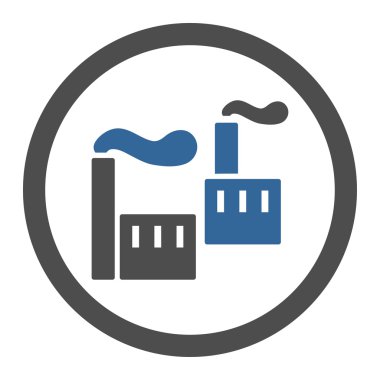 Sanayi düz kobalt ve gri renkler yuvarlak vektör simgesi