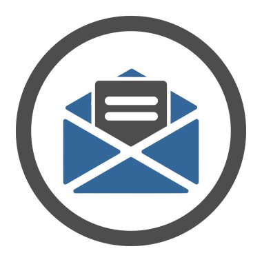 Açık posta düz kobalt ve gri renkler yuvarlak vektör simgesi