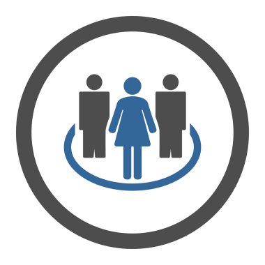 Toplum düz kobalt ve gri renkler yuvarlak vektör simgesi