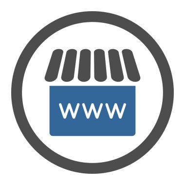 Webstore düz kobalt ve gri renkler yuvarlak vektör simgesi