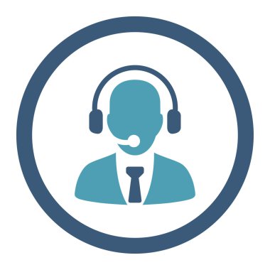 Yuvarlak vektör simge çağrı merkezi düz mavi ve mavi renkler