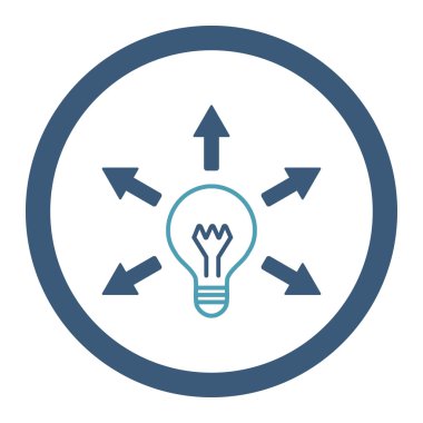 Fikir yuvarlak düz mavi ve mavi renkler vektör simgesi