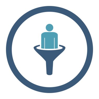 Yuvarlak vektör simge Satış Huni düz mavi ve mavi renkler