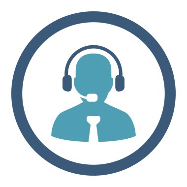 Destek Sohbet yuvarlak düz mavi ve mavi renkler vektör simgesi