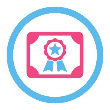 Sertifika düz pembe ve mavi renkler vektör simge yuvarlak