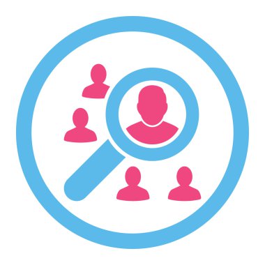 Düz pembe ve mavi renkler pazarlama vektör simge yuvarlak