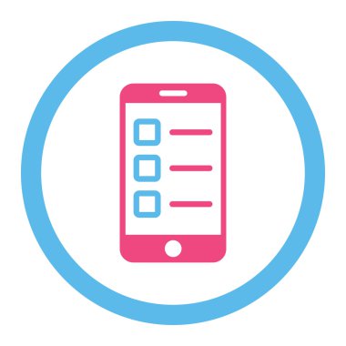Mobil test yuvarlak düz pembe ve mavi renkler vektör simgesi