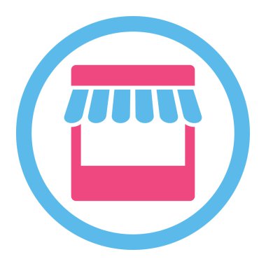 Mağaza yuvarlak düz pembe ve mavi renkler vektör simgesi