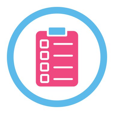 Test görev yuvarlak düz pembe ve mavi renkler vektör simgesi