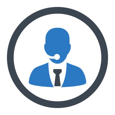 Çağrı Merkezi operatörü yuvarlak düz düz mavi renk vektör simgesi