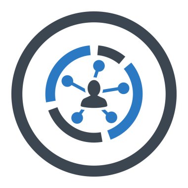 İlişkiler diyagramı yuvarlak düz düz mavi renk vektör simgesi