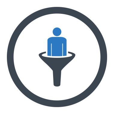 Yuvarlak düz düz mavi renk vektör simge Satış Huni