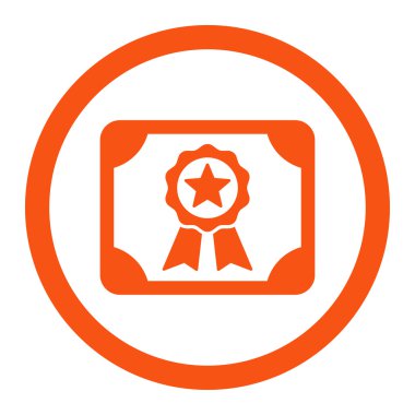 Sertifika düz turuncu yuvarlak renkli vektör simgesi