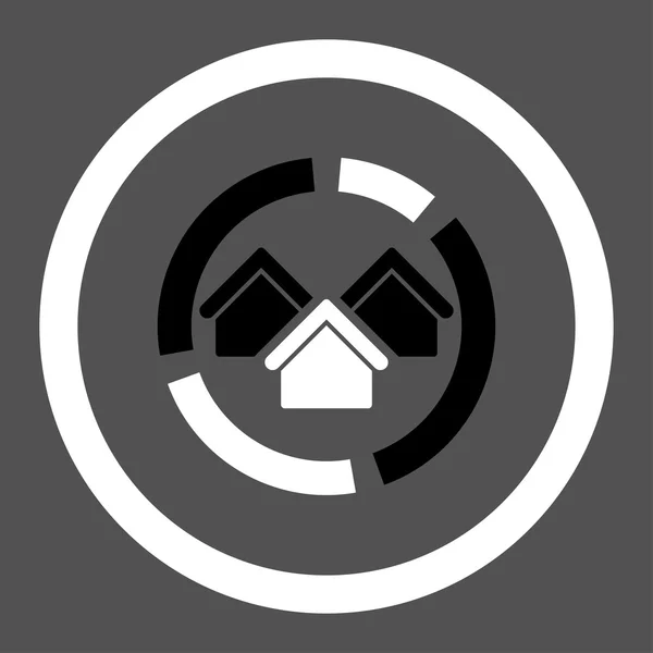 Ingatlan lakás fekete-fehér színű, lekerekített vektor ikonjára — Stock Vector