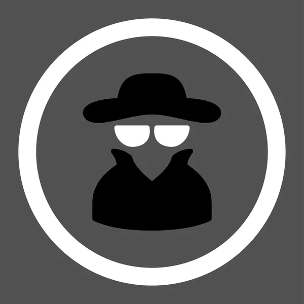 Espía plana en blanco y negro colores redondeados vector icono — Vector de stock