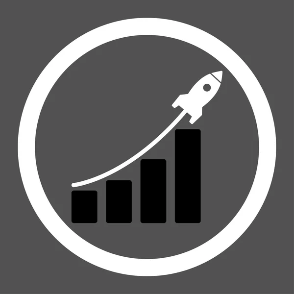 Startup sales flat black and white colors rounded vector icon — Διανυσματικό Αρχείο